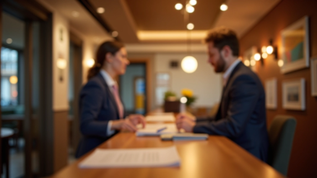 Moderní recepcní pult hotelu s personálem při práci, teplé osvětlení